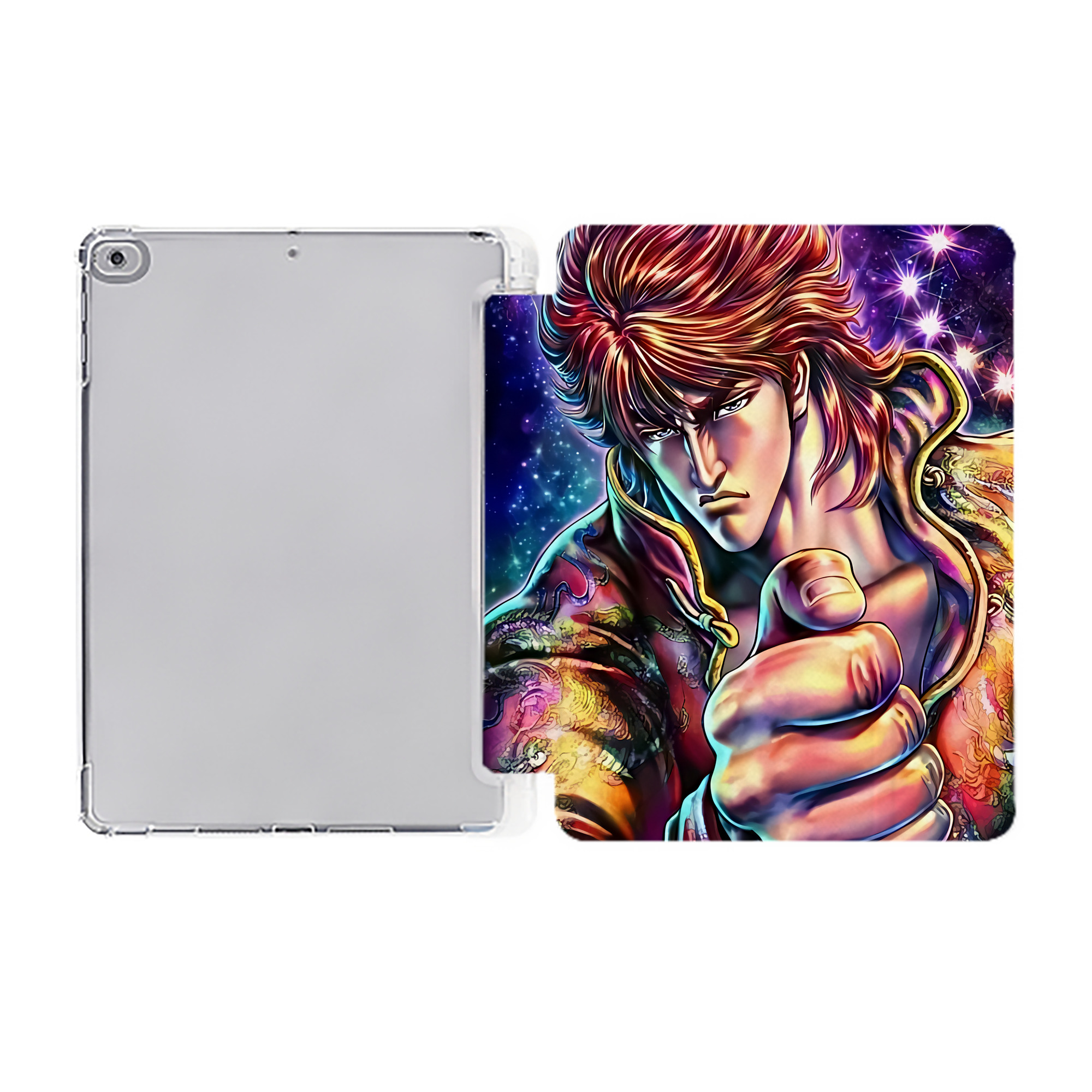 （画像用） 北斗の拳 Fist of the North Star IPad ケース ペン収納付き 三つ折りスタンド PUレザー×シリコン 対応機種9.5/10.5/10.9インチ